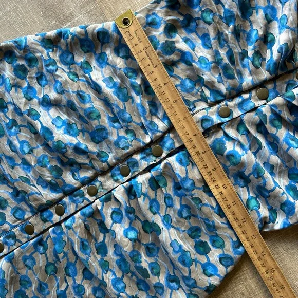 RACHEL COMEY 100% Silk Ruched Y2K Mini Dress sz S Snap Front Spaghetti Strap - Picture 6 of 15